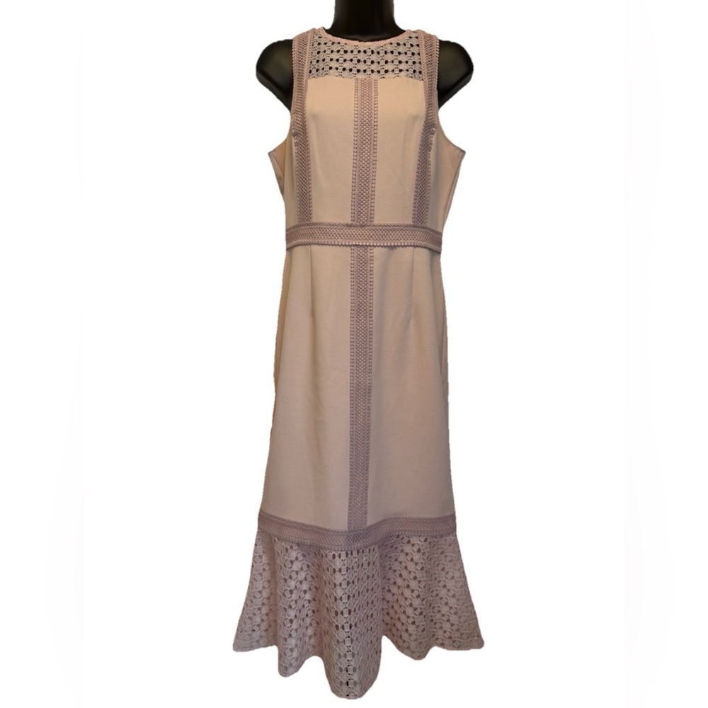 Chelsea 28 Sleeveless Ruffled Hem Dress Women’s S Pink Midi Back Zipper Fitted